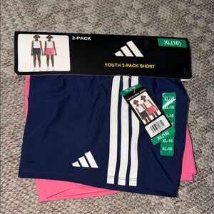 adidas Youth 2-Pack Athletic Shorts – Navy & Pink size XL 16